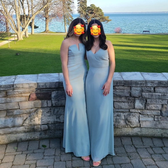 Wedding Season! 🤍 Dessy Collection After Six Cowl Back Chiffon Dress - Picture 2 of 9